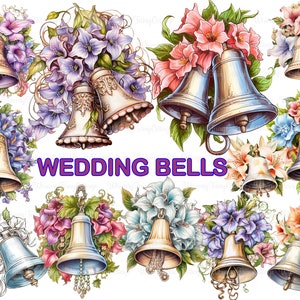 Wedding bells clipart png transparent, bridal invitation background border floral bells romantic journaling photography backdrop cardmaking