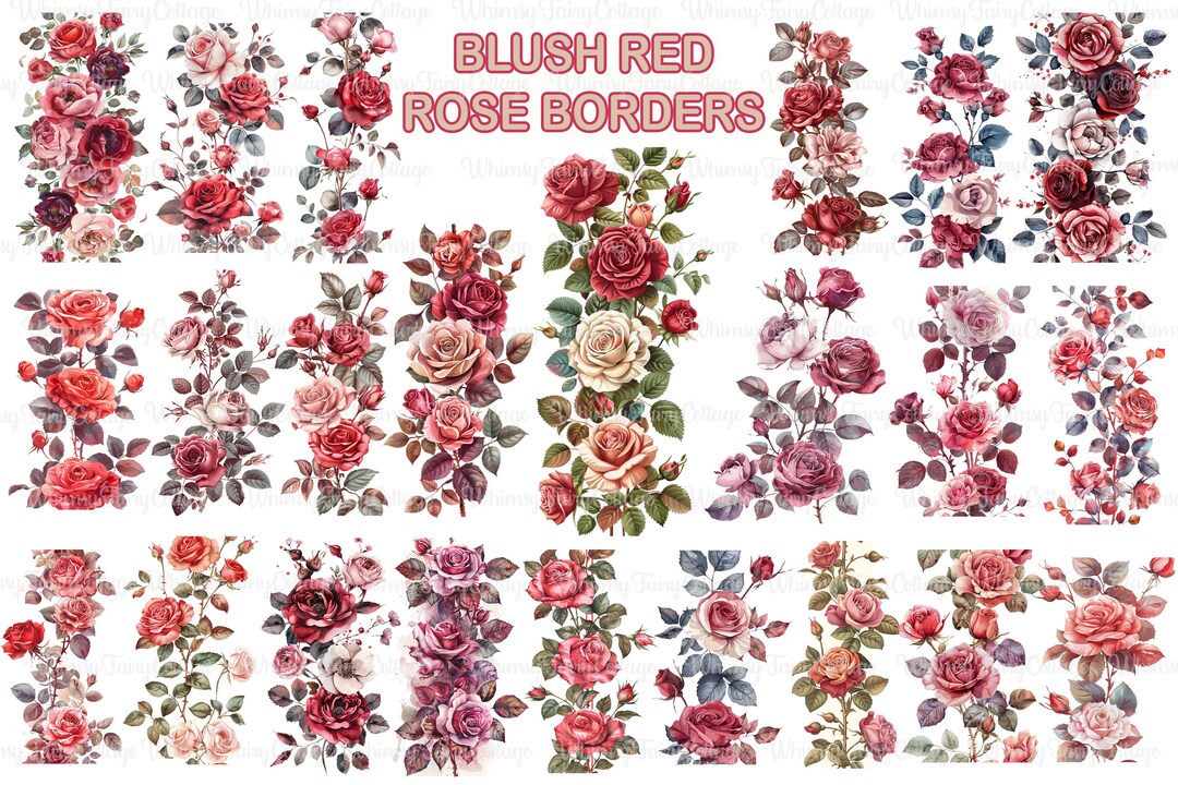 Vertical Roses Border 23 Blush Red Rose Border Clipart PNG Transparent, Rose Vertical Borders ...