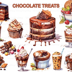 Chocolate Treat Clipart, Chocolate Desserts and Sweets PNG Food Cardmaking Scrapbooking Background Stationery Border Collage Papercrafts