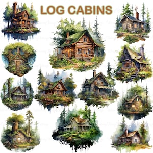 Log Cabin Clipart PNG Transparent, Woodland Rustic Log Cabin Clip Art, Off Grid Cabin PNG, Scrapbook Background PNG Journaling Sublimation