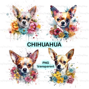 Chihuahua Clipart PNG Transparent, Rainbow Chihuahua PNG, Watercolor Dogs PNG, Pet Journaling Scrapbooking Background, Cute Pets png
