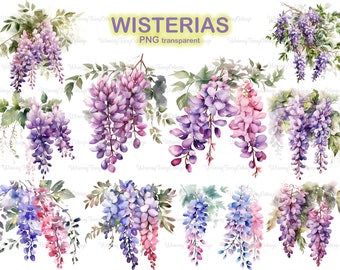 Wisteria Flowers Clipart PNG Transparent, Purple and Pink Flowers PNG Scrapbooking Background Journaling Border Spring Floral Borders PNG