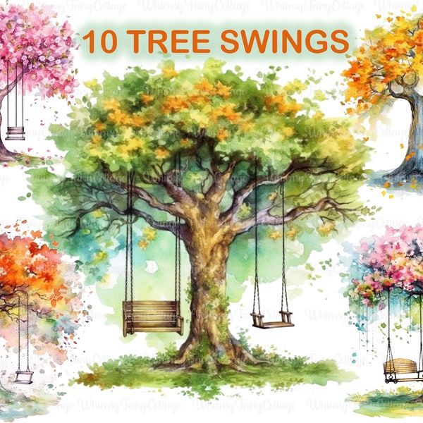 Tree swing clipart png, pink tree with swing scrapbooking background junk journaling ephemera papercrafts memorabilia stationery border art