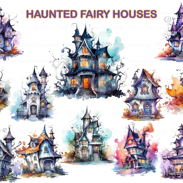 Haunted Fairy House Clipart PNG Transparent, Halloween Houses Digital Clip Art, Gothic Fairy Cottages PNG, Spooky Witch House Scrapbook PNG