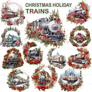Tren navideño PNG transparente, Tren de invierno PNG, Borde de tarjeta navideña PNG, Borde de posavasos con corona navideña, Diario de manualidades