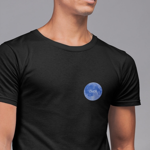 Once in a Blue Moon flip T-Shirt, Gift for puzzle lovers, Funny Rebus T-Shirt, Quirky shirt, Rebus puzzle shirt, Playful brainteaser shirt