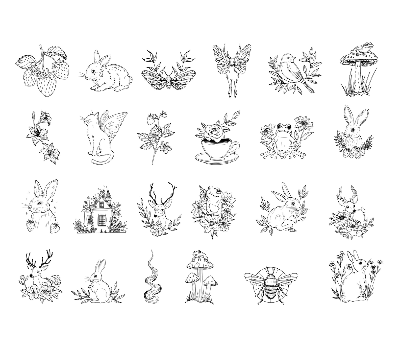 Cottagecore Vector Art: Animal & Floral SVG Bundle (digital Download ...
