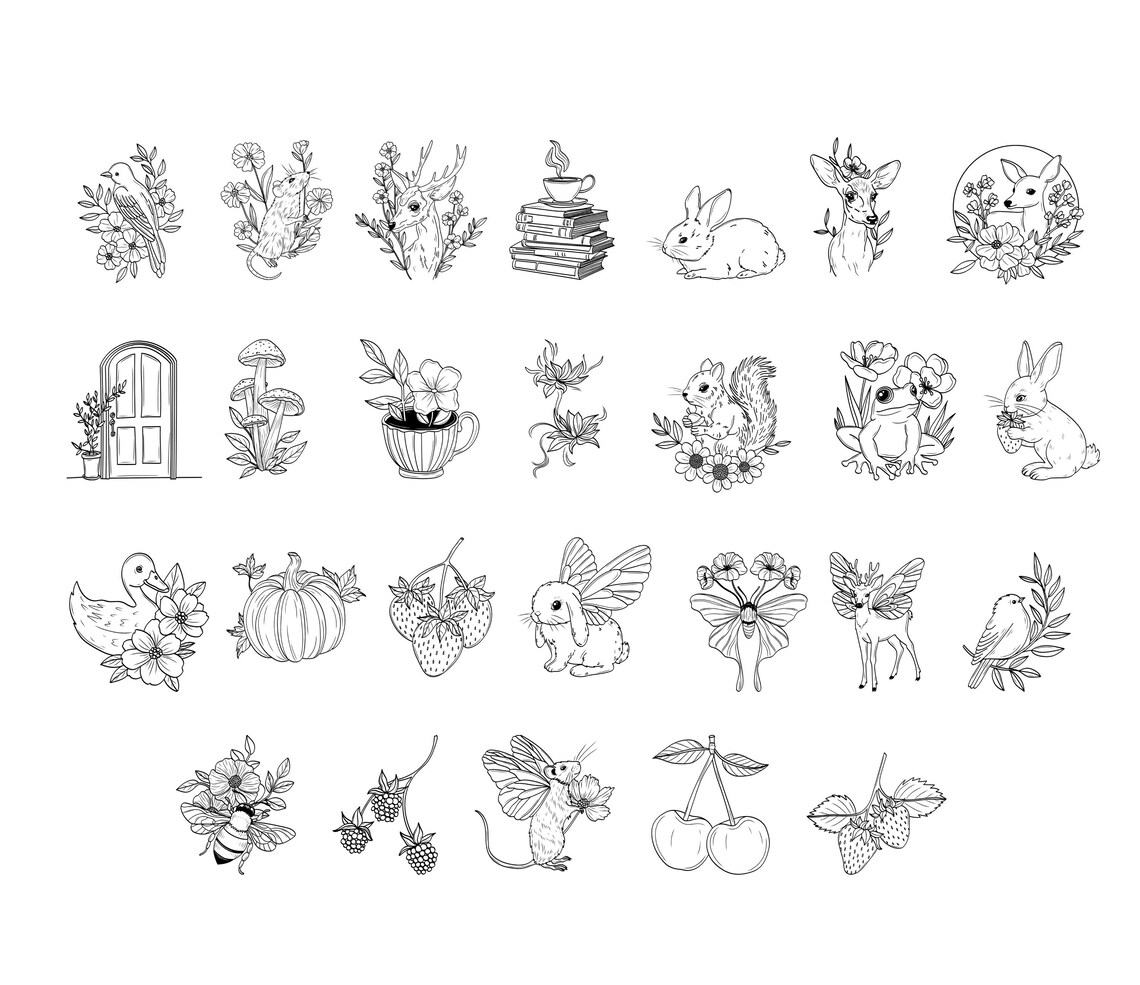 Cottagecore Vector Art: Animal & Floral SVG Bundle (digital Download ...