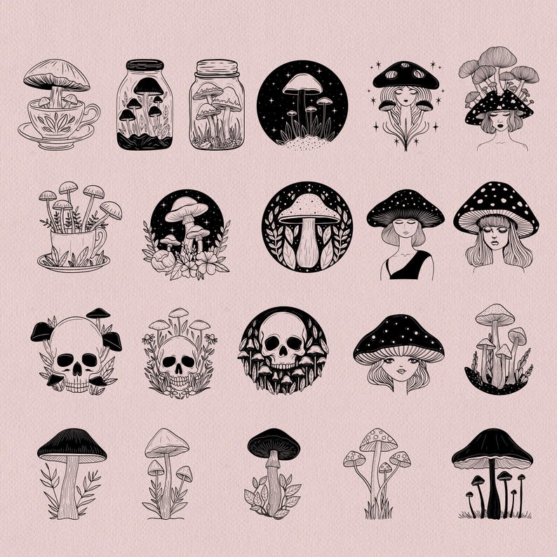 Procreate Mushroom Stamps: 44 Mystical Fungi Brushes (digital Download ...