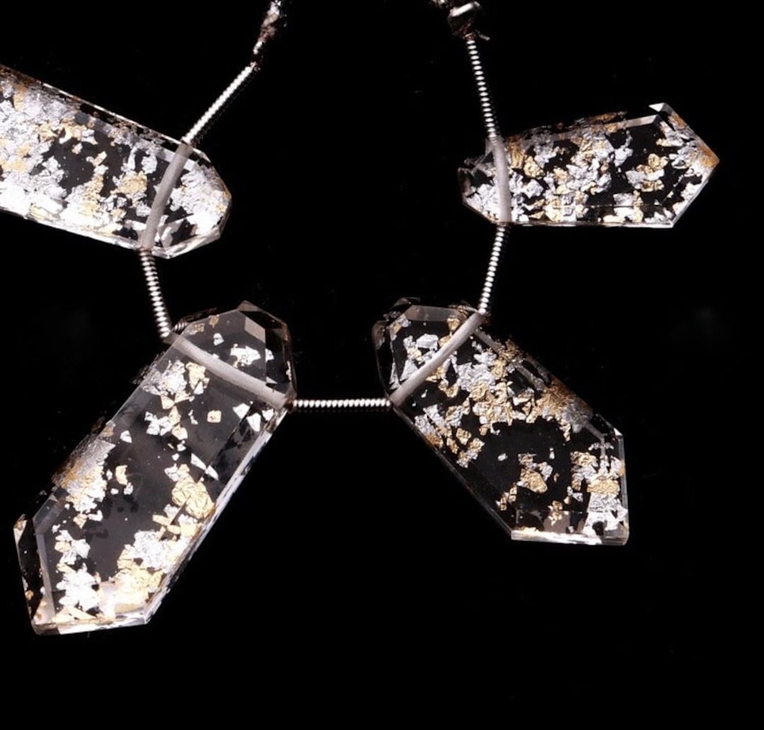 Crystal Quartz With Silver and Golden Foil Inlay Doublets Heptagon ...