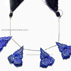Beautiful Natural Lapis Lazuli Handmade carved fancy shaped gemstone beads ,size:-20x14mm , 4 pieces for jewelry making