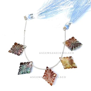 Beautiful Natural Crystal Quartz with Mother of Pearl Handmade Carved , Fancy shape gemstone beads, size:-15x20mm, 5 pieces for jewelry