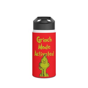 Grinch-Modus aktiviert Edelstahl Wasserflasche, Standard Deckel