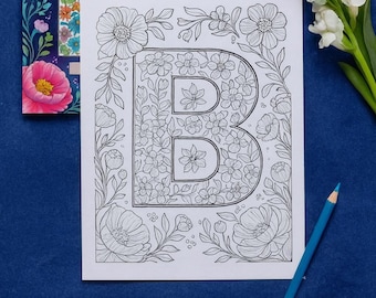 Floral Alphabet Coloring Book: A-Z Printable Designs (PDF Download)