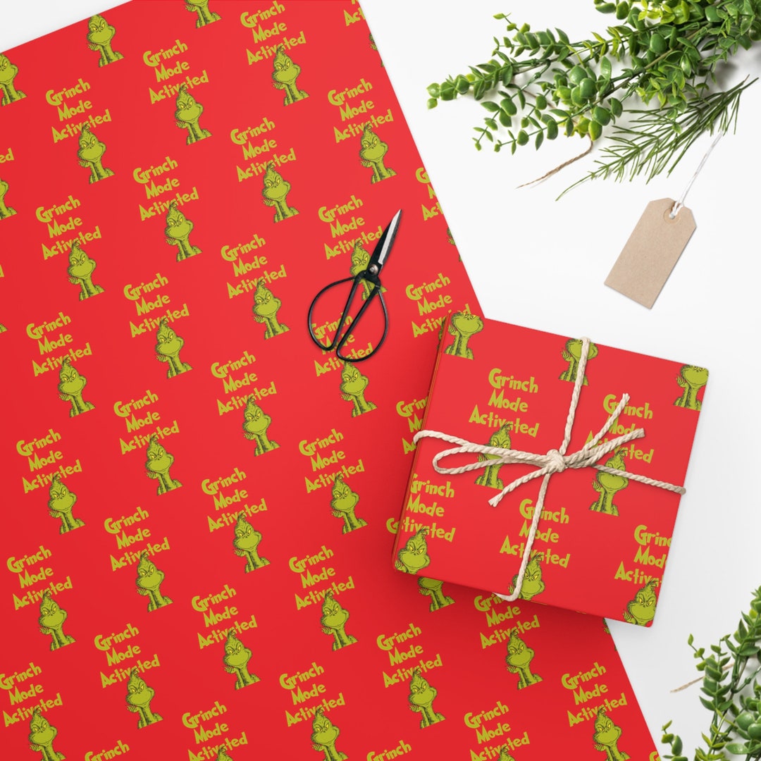 Grinch Wrapping Paper, Deluxe Holiday Gift Wrap, Grinch Themed Gift