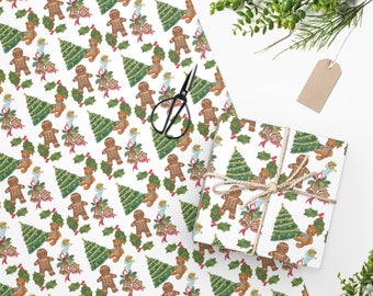 Vintage Weihnachtsgeschenkpapier mit Retro-Lebkuchen-Muster