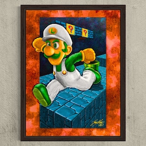 Departing the Mushroom Kingdom (Luigi, Wall Art SMB 1-2, 8-Bit, 3D, Underground)