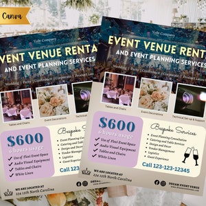 DIY event rental services flyer | brand awareness event planning flyer | Customizable party Flyer | CANVA event equipment Flyer