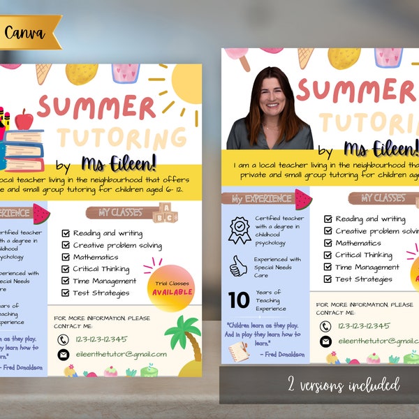 Tutoring flyer | editable tutoring flyer | Customizable tutoring Flyer | CANVA tutoring Flyer