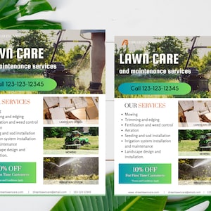 DIY lawncare services flyer | mowing flyer | landscaping services flyer | irrigation system | eco-friendly lawn care | Tree pruning