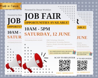 We Are Hiring Flyer | editable job fair flyer | Customizable summer internship flyer |  recruitment template canva | DIY Hiring Template