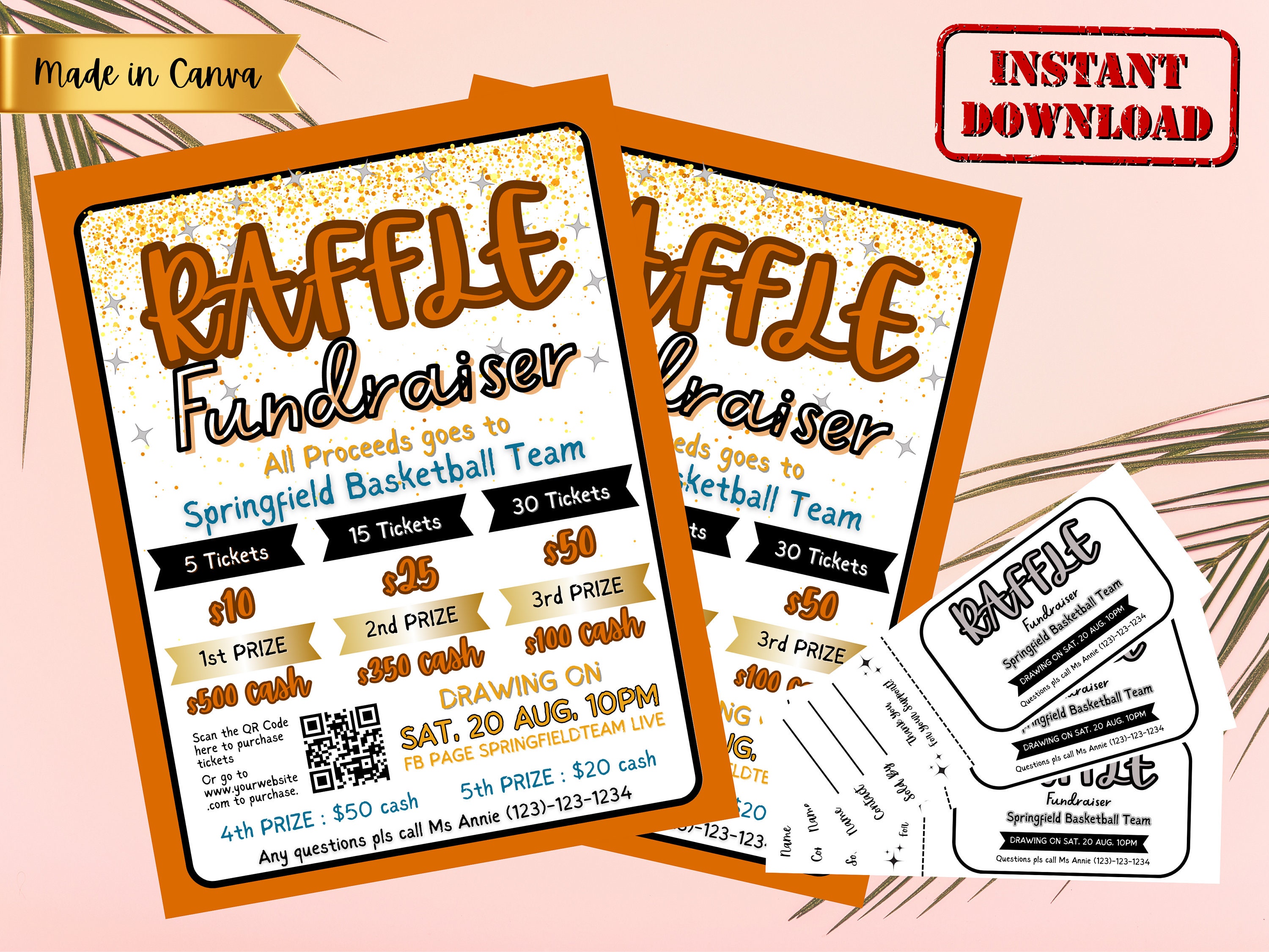 DIY Raffle Fundraiser Flyer Template | Raffle Ticket | Fundraising Event | Raffle Printables | DIY Raffle | Charity | School Raffle Event