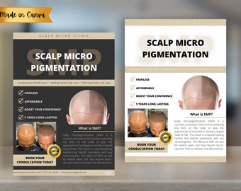 Scalp Micro pigmentation flyer | editable smp flyer | Customizable SMP Flyer | CANVA SMP Flyer