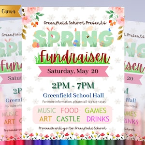 Elementary School Spring Fundraiser Flyer | Fundraiser Needed Flyer | DIY School fundraiser Flyer | CANVA Summer Fundraiser Flyer