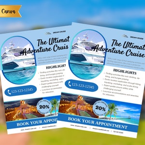 Cruise Agency flyer | editable travel flyer | Customizable travel Flyer | CANVA travel Flyer | Cruise Flyer