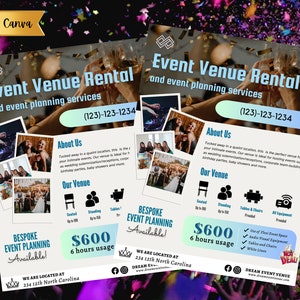 DIY event rental services flyer | brand awareness event planning flyer | Customizable party Flyer | CANVA event equipment Flyer