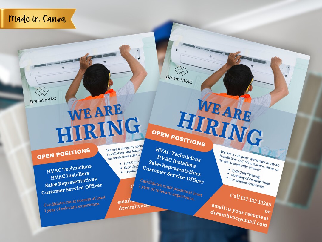 We Are Hiring Hvac Flyer Customizable Hvac Hiring Flyer CANVA We Are
