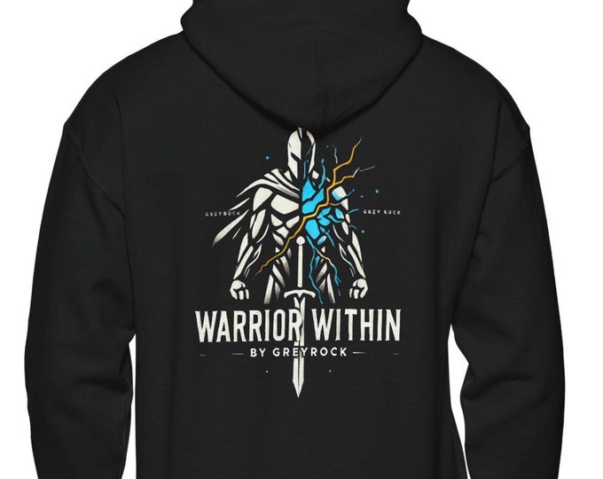 Grey Rock "Warrior Within" Bold Warrior Graphic Design - Comfortable Unisex fit - Perfect for Casual or Gym Style Hooded Sweatshirt