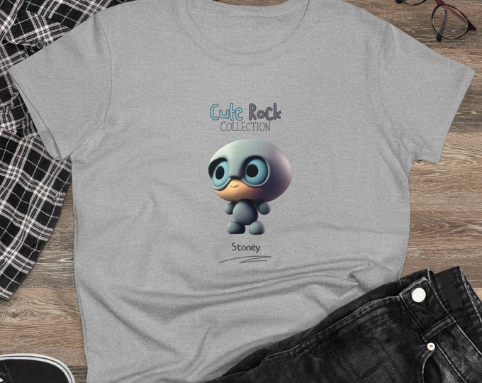Cute Rock Collection - "Stoney" Women's T-Shirt Mid-weight Cotton Tee Women's Perfect Gift