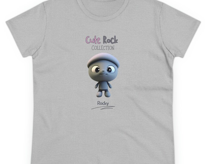 Cute Rock Collection - "Rocky" Women's Chic T-Shirt Mid-weight Trendy Cotton Tee