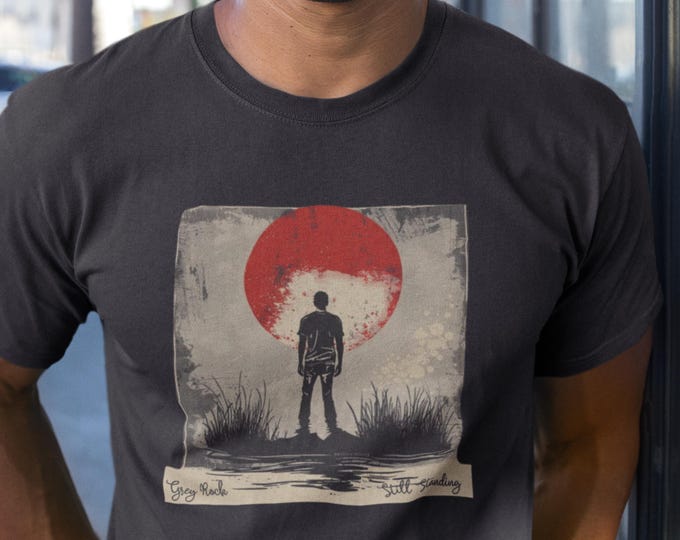 Grey Rock "Standing Strong" Empowerment Design T-Shirt Unisex Heavy Cotton Tee