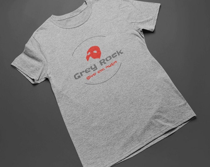 Unique & Eye-catching Grey Rock 'Power' Unisex Softstyle T-Shirt with 100% Cotton Fabric and The Mask of a Narcissist Design - Amazing Gift!