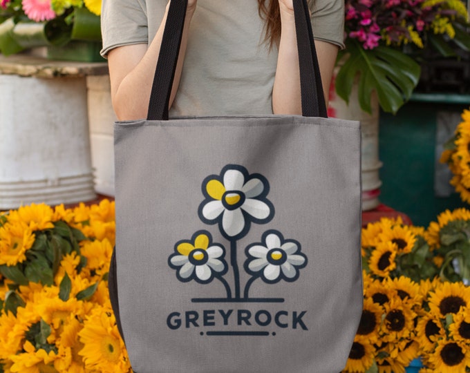 Grey Rock "Daisy Resilience" Canvas Tote Bag, 5-Color Straps