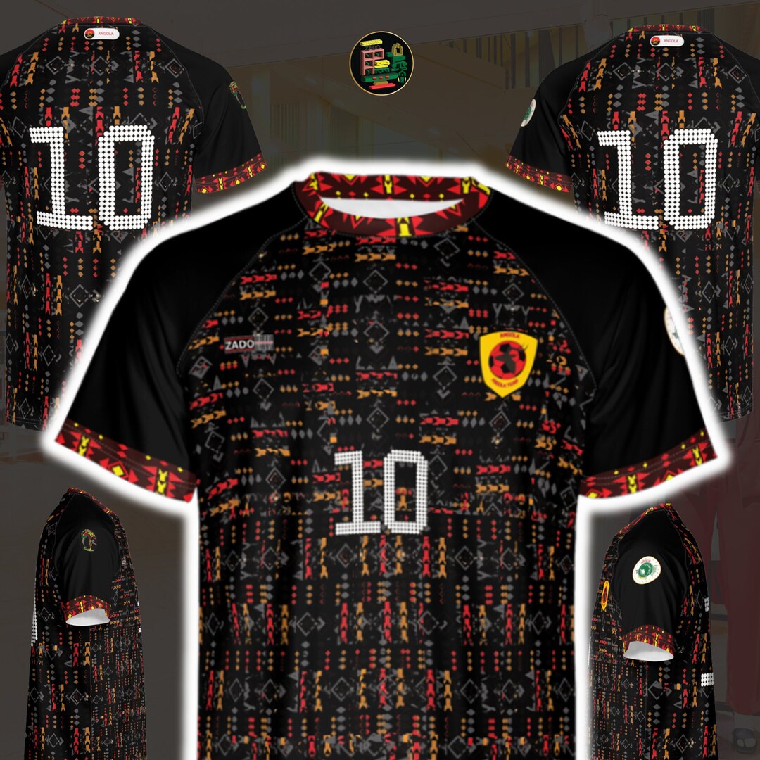 Angola Basketball Jersey Red Black Yellow Grunge TS04