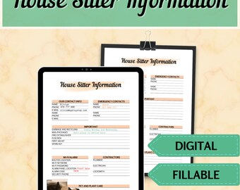 House Sitter Instructions: Fillable Pet Sitter Handbook (PDF)