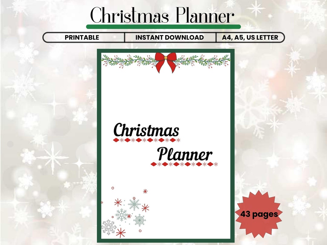 Printable Christmas Planner: Holiday Planning, Xmas Organizer (PDF) - Etsy