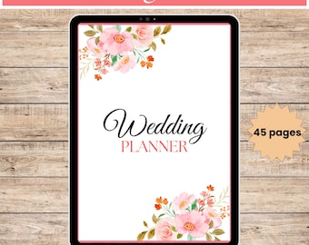Digital Wedding Planner Floral Style, Printable Wedding Journal, Wedding Plan Bundle, Wedding Planning Book PDF, A4, A5, US Letter