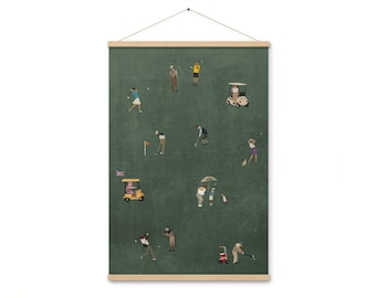Retro Tiny Golfers Art Print | Minimalist Golf Dad Gift