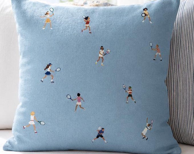 Tennis Throw Pillow, Whimsical Sports Lover Home Decor