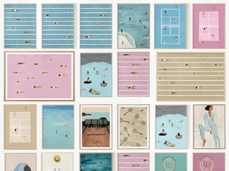 a collage of photos of people swimming in the ocean