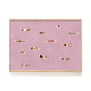 Swimming Pool Art Print | Framed Dorm Wall Decor | Pink Bedroom Poster | Girl’s Room Art | Bondi Beach Summer Print | Pool Wall Art