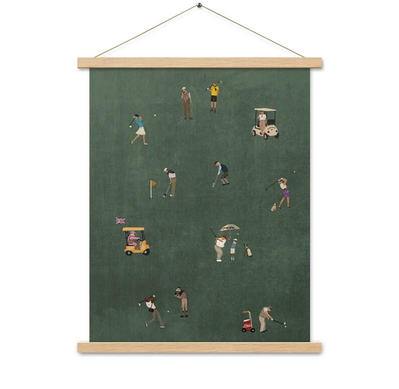 Vintage Tiny Golfers: Trump, Tiger, Queen & DiCaprio | Retro Art Print | Gift for Golfers