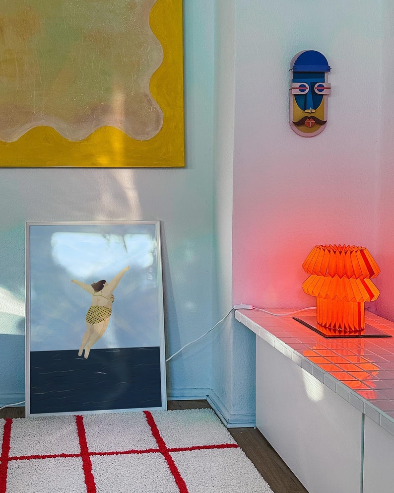 Cute Summer Wall Art, Swimming Pool Art, Swim Diving Print, Minimalist