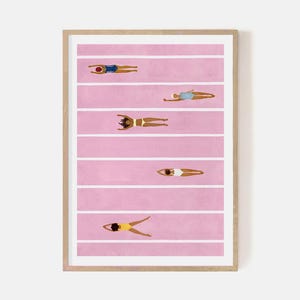 Pink Swimming Pool Art Print | Minimalist Summer Wall Decor | Framed Pool Poster | Bedroom or Bathroom Summer Print | Pool Wall Art