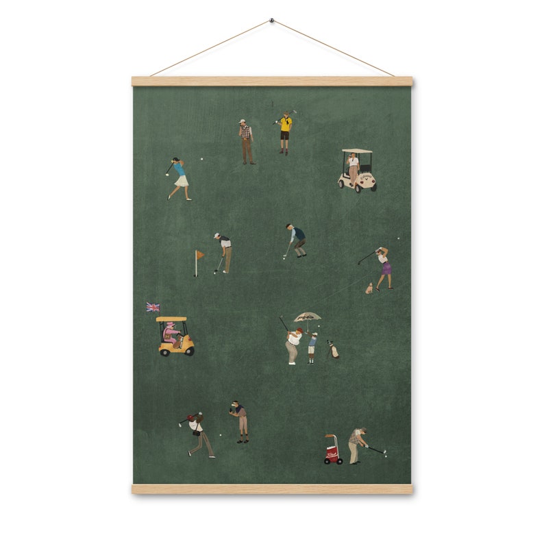 Vintage Tiny Golfers: Trump, Tiger, Queen & DiCaprio | Retro Art Print | Gift for Golfers