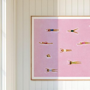Original Version*| Swimming Pool Art Print | Framed Dorm Wall Decor | Pink Bedroom Poster | Girl’s Room Art | Bondi Beach Summer Print | Pool Wall Art